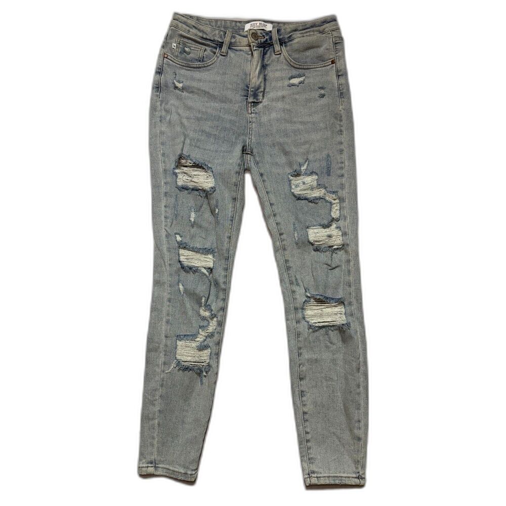 Judy Blue Bellevue Tummy Control Skinny Jeans Women 9/29 Distressed High Rise
